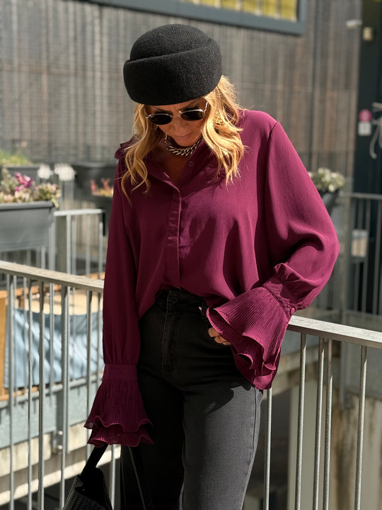 Chemise bohème manches volants Prune PF615