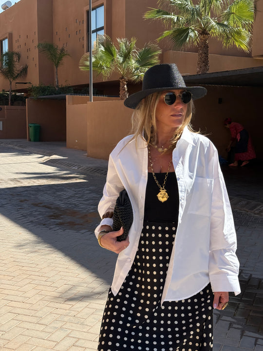 Jupe satin à pois 6121 Noir