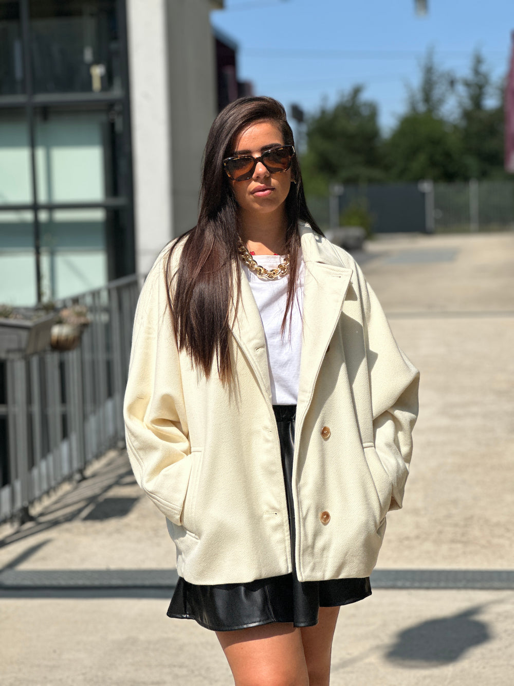 Manteau manches chauve souris écru 2336