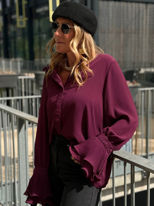 Chemise bohème manches volants Prune PF615