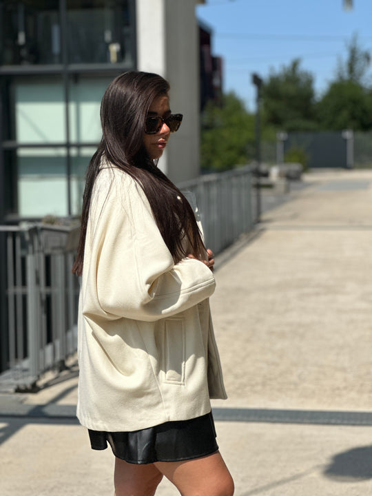 Manteau manches chauve souris écru 2336