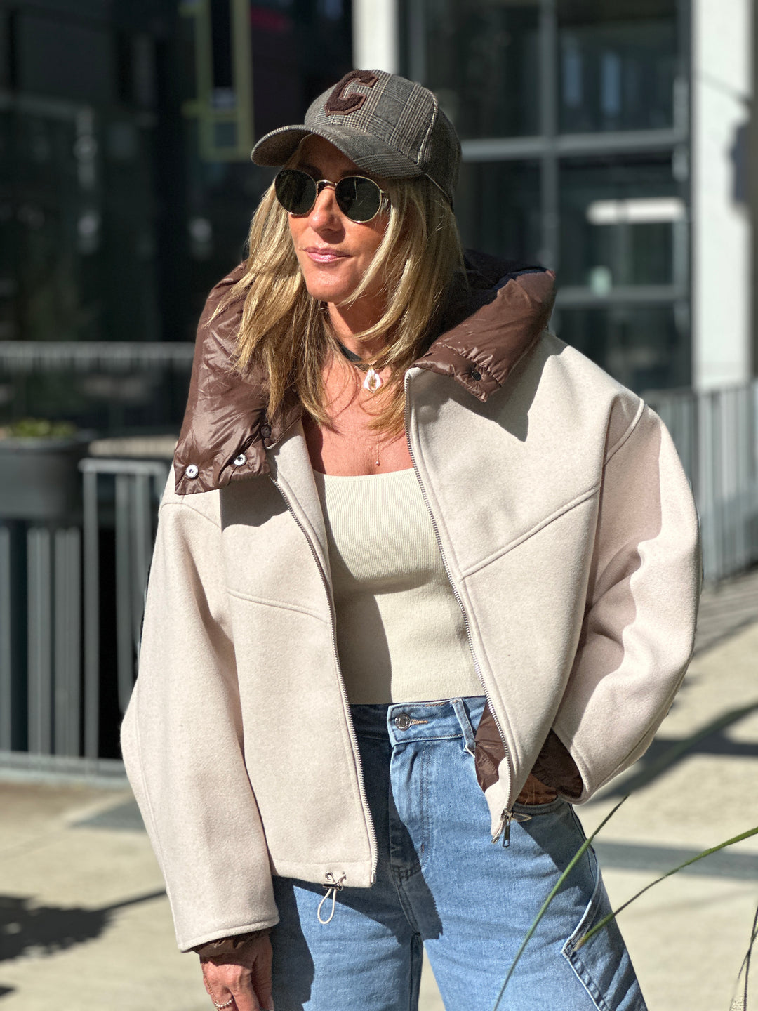 Bomber lainer capuche beige OX9085