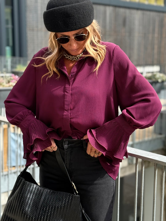 Chemise bohème manches volants Prune PF615