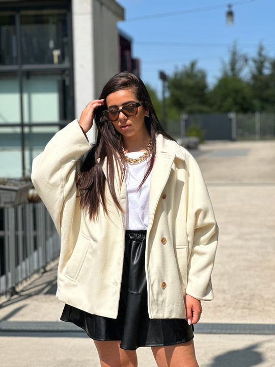 Manteau manches chauve souris écru 2336