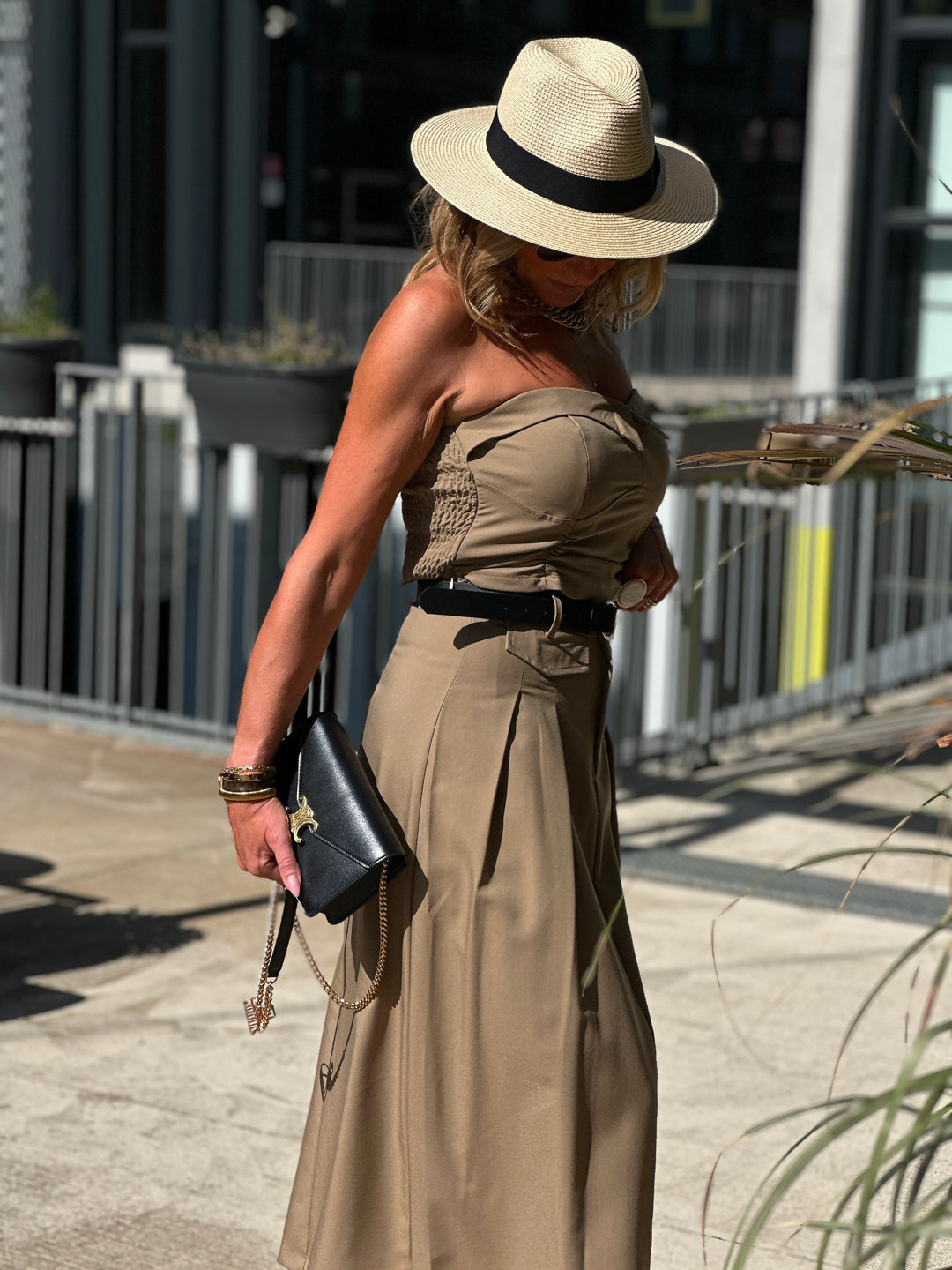 Ensemble bustier jupe taupe EC2375