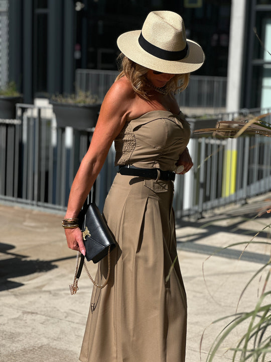 Ensemble bustier jupe taupe EC2375