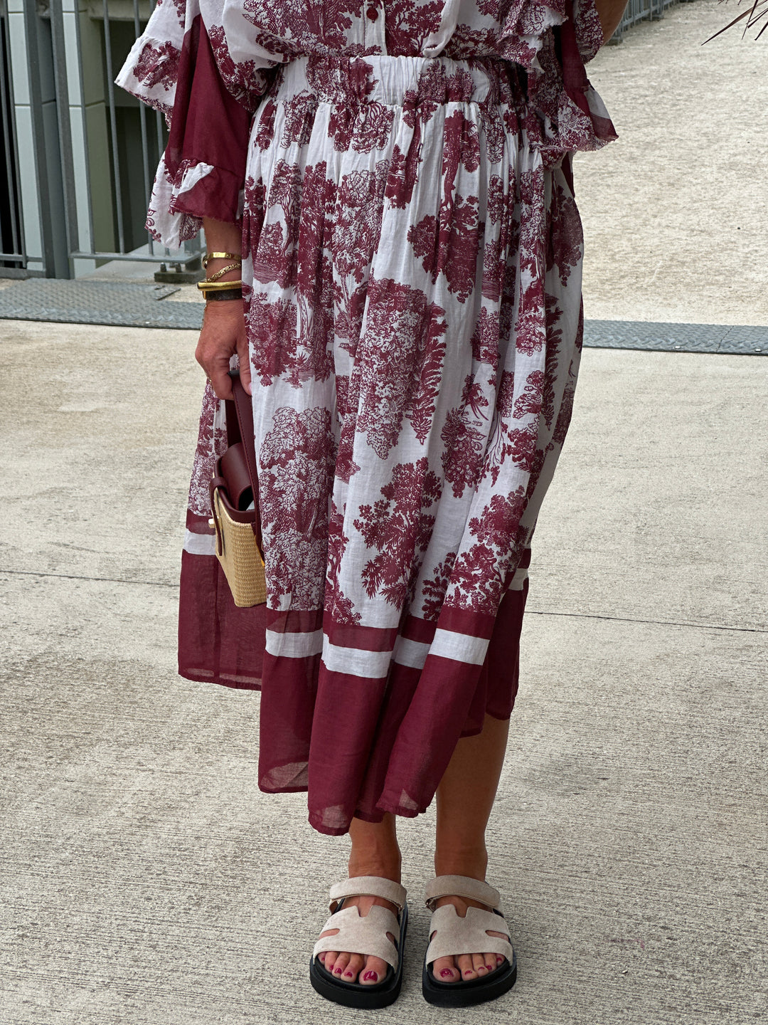 Jupe bordeaux imprimee 84526