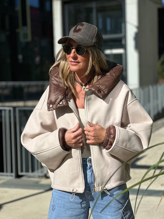 Bomber lainer capuche beige OX9085