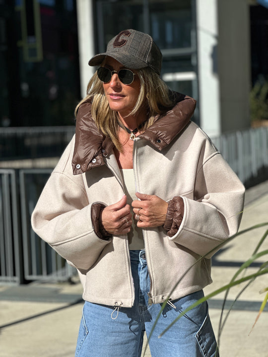 Bomber lainer capuche beige OX9085