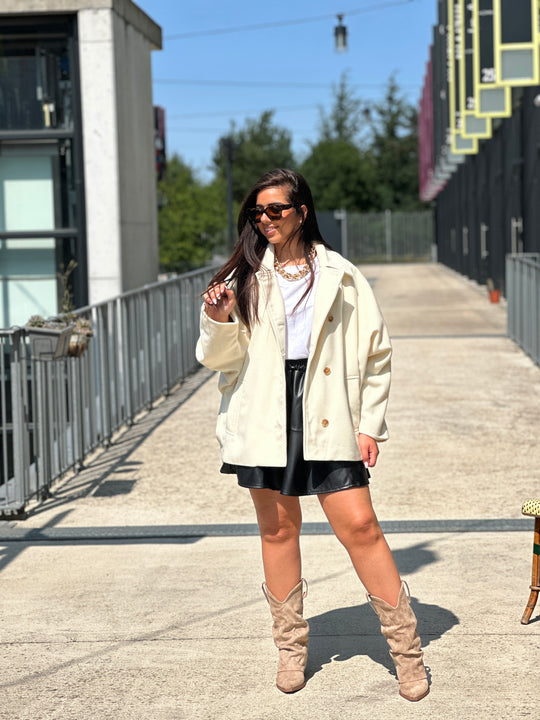 Manteau manches chauve souris écru 2336