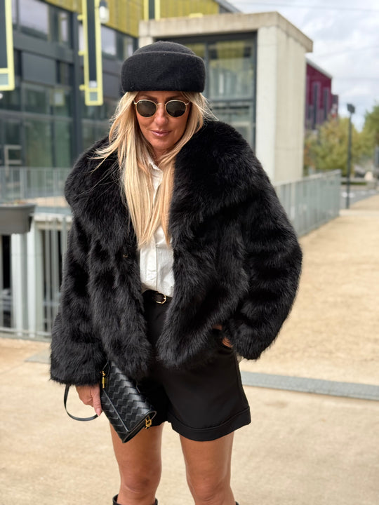 Manteau fourrure 88273 Noir