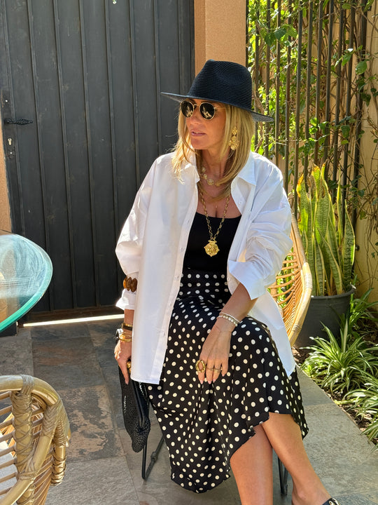 Jupe satin à pois 6121 Noir