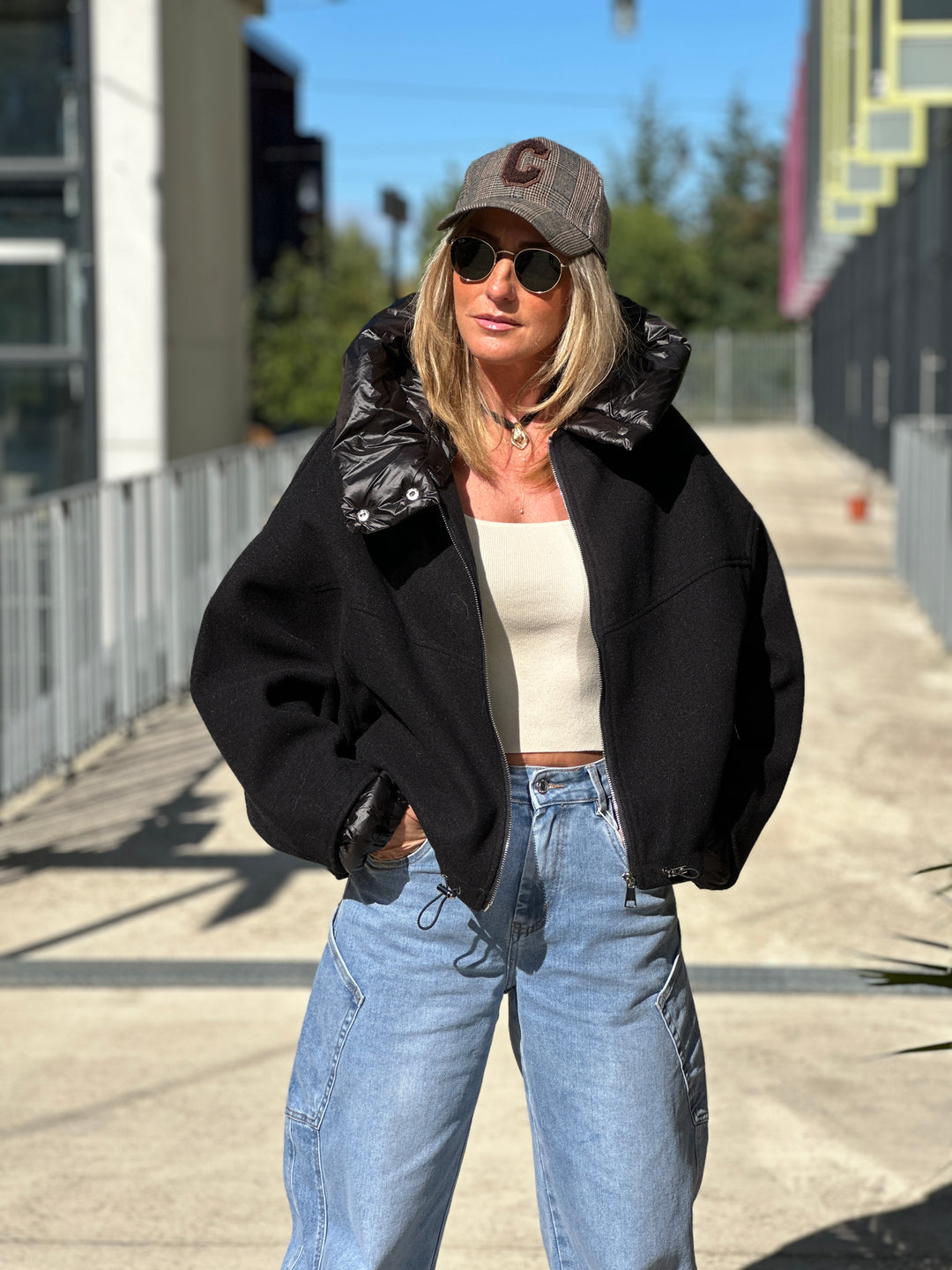 Bomber lainer capuche Noir OX9085