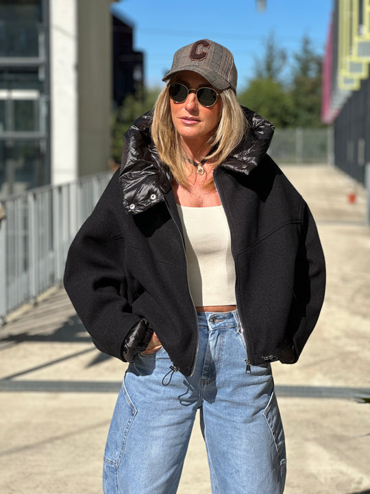 Bomber lainer capuche Noir OX9085
