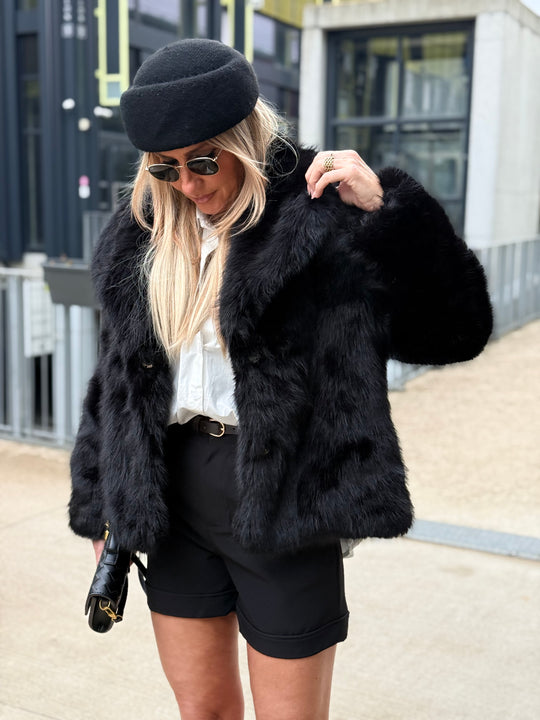 Manteau fourrure 88273 Noir