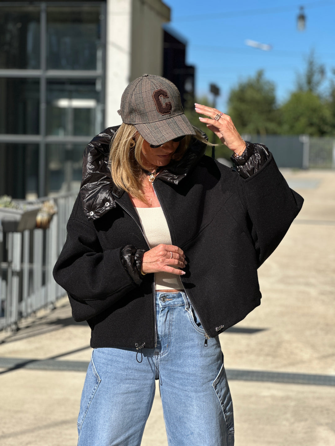 Bomber lainer capuche Noir OX9085