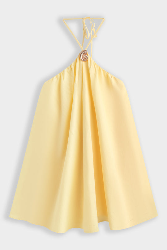 Robe courte à dos nus jaune 9506