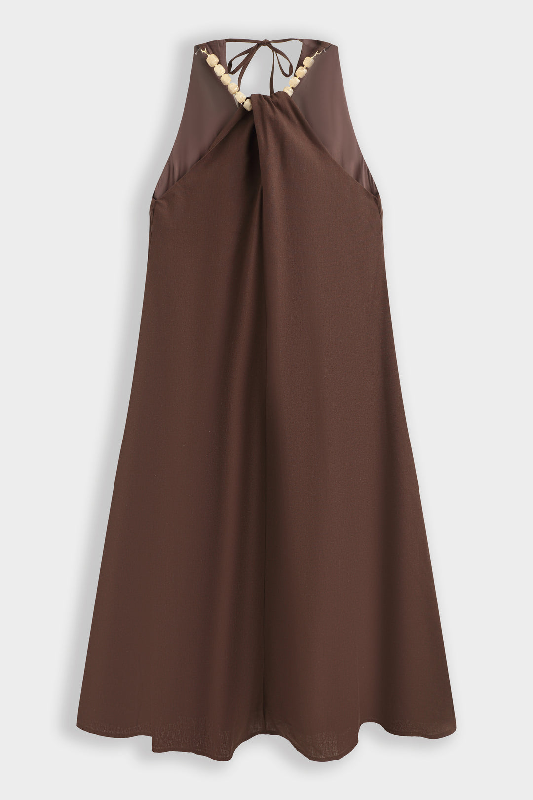 Robe Lin col perlé choco 9515