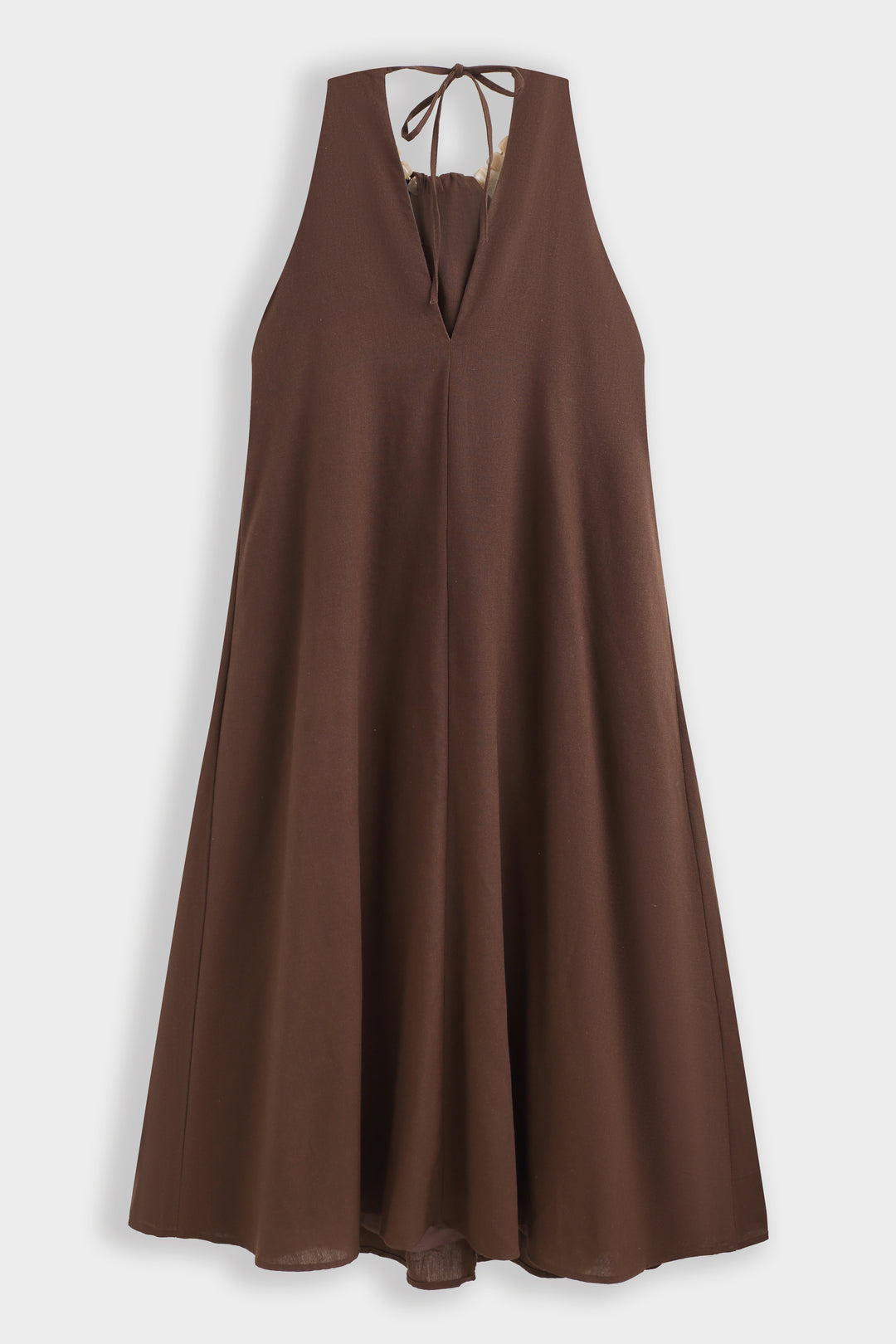 Robe Lin col perlé choco 9515