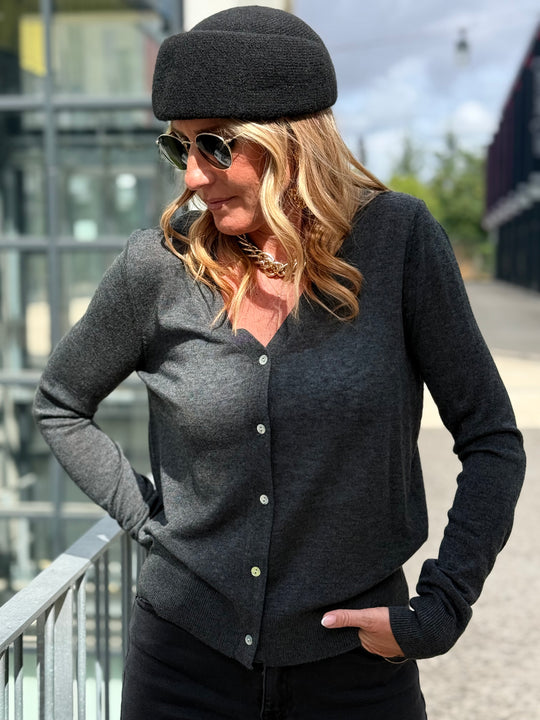 Gilet laine simple col V 2033 Gris