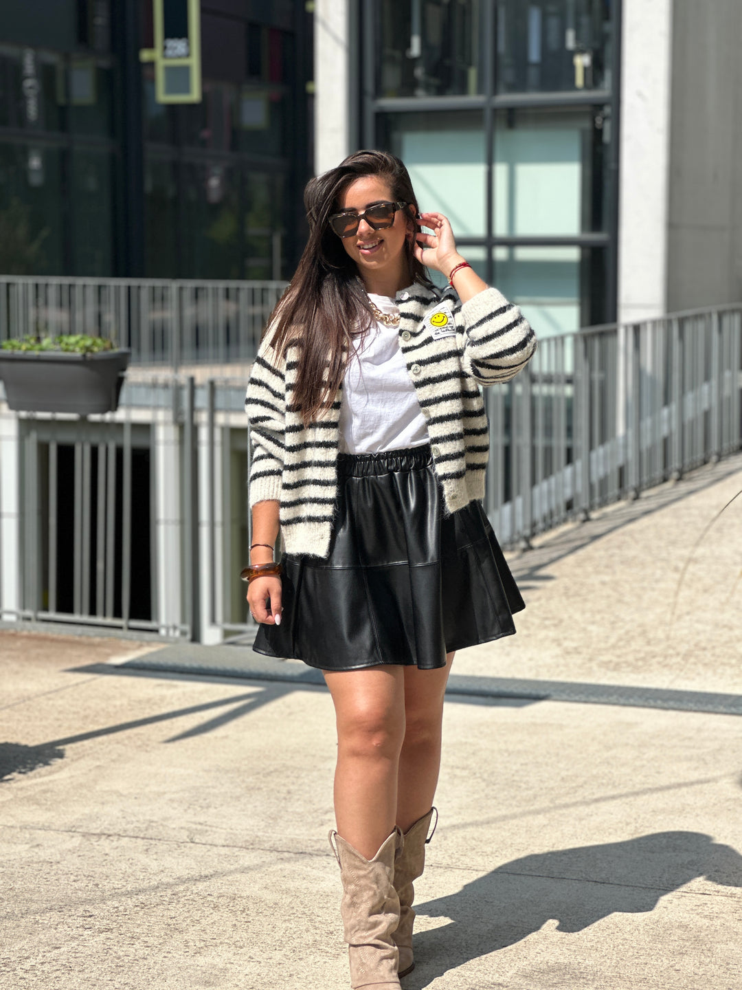 Gilet rayé écru / noir 51063
