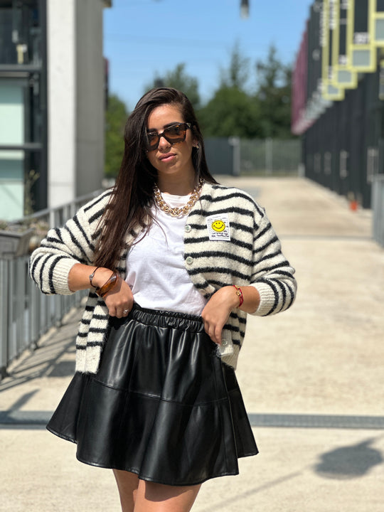 Gilet rayé écru / noir 51063