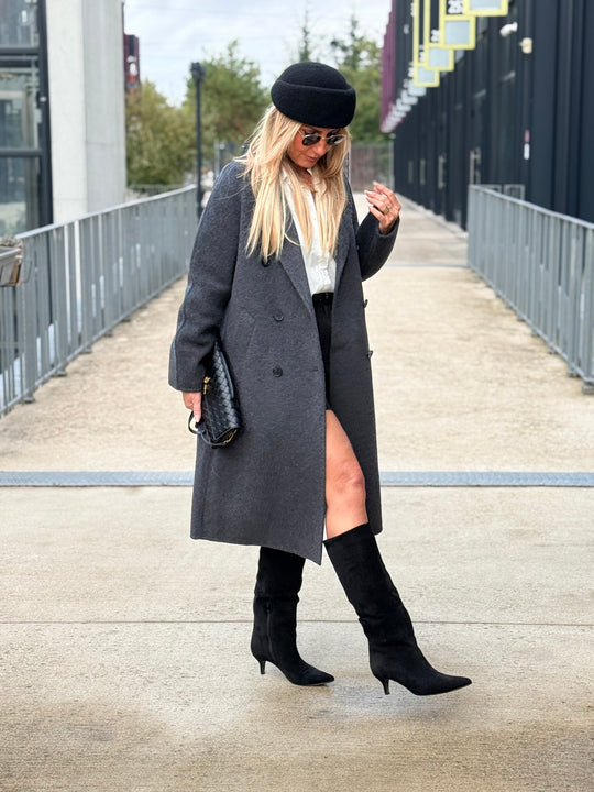 Manteau laine gris sy721