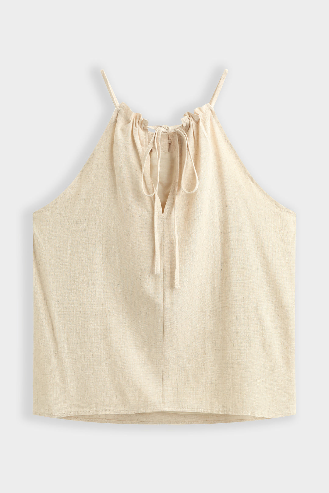 Ensemble lin top + jupe fente à perles beige 9528 (taille petit)