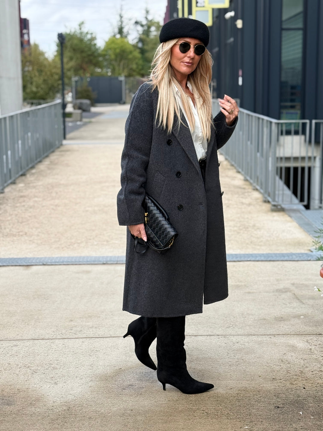 Manteau laine gris sy721