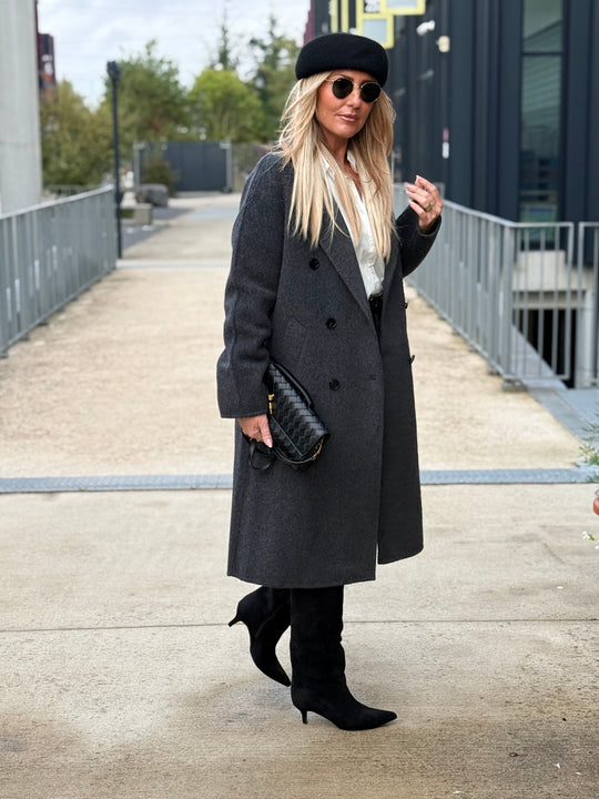 Manteau laine gris sy721