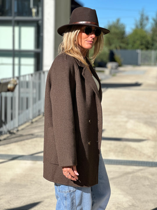 Manteau longueur fesses choco 011 (80cm)