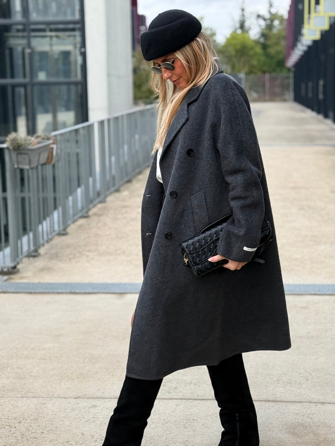 Manteau laine gris sy721