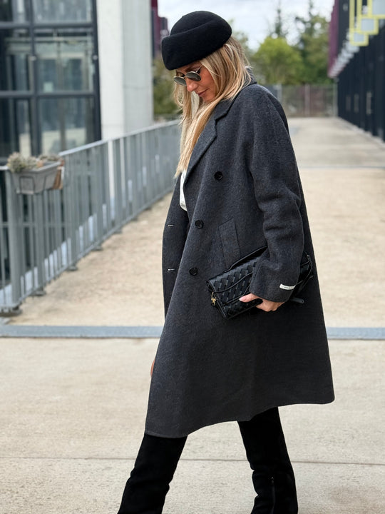 Manteau laine gris sy721
