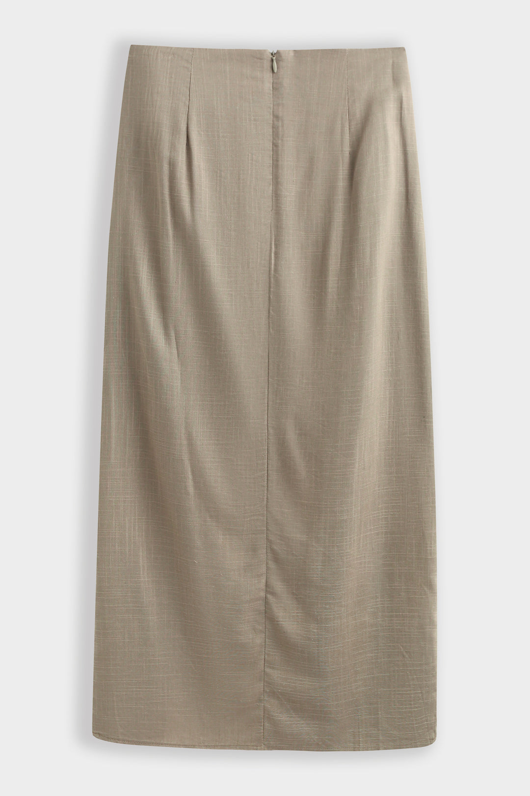 Ensemble lin top + jupe fente à perles kaki 9528 (taille petit)