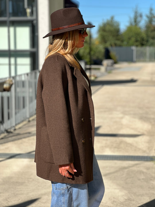 Manteau longueur fesses choco 011 (80cm)