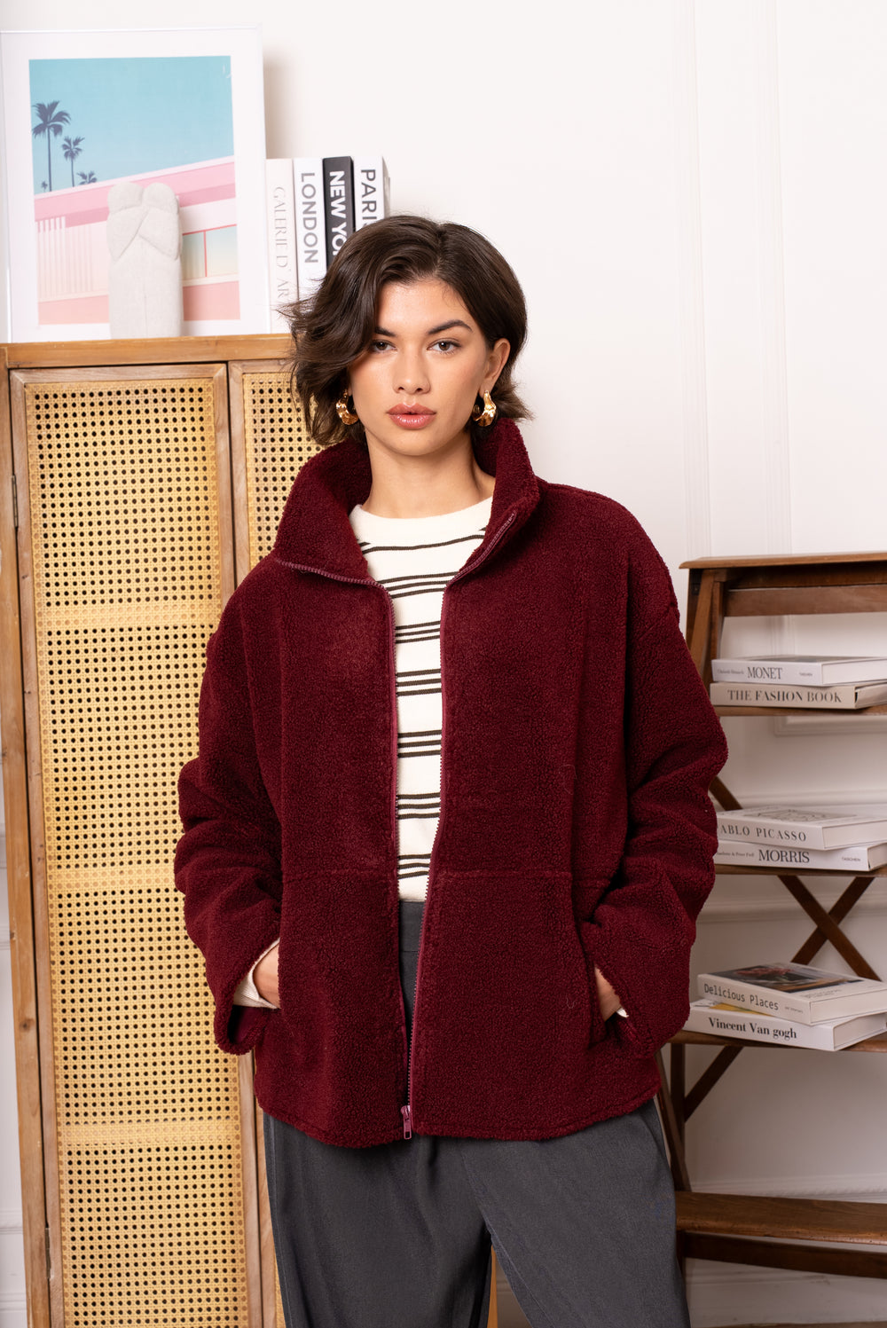 Veste moumoute AP2671 Bordeaux