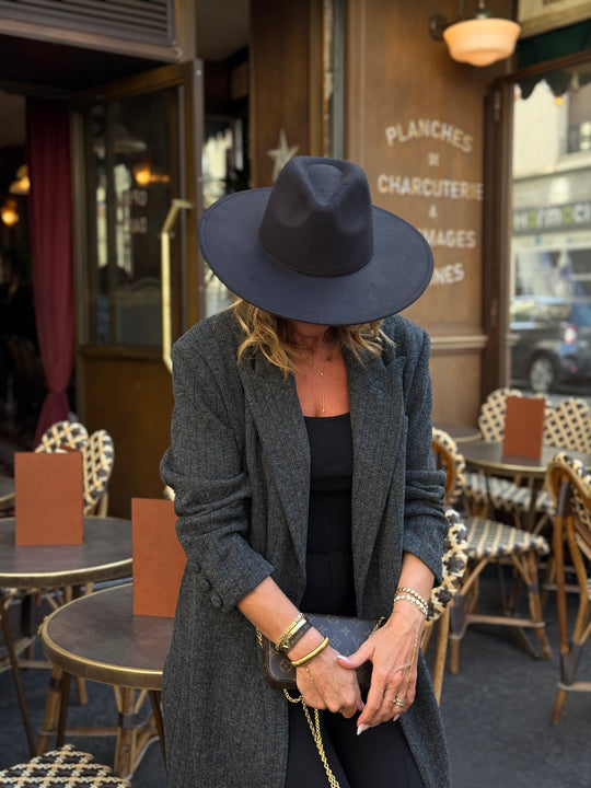 Manteau laine rayure gris 30189
