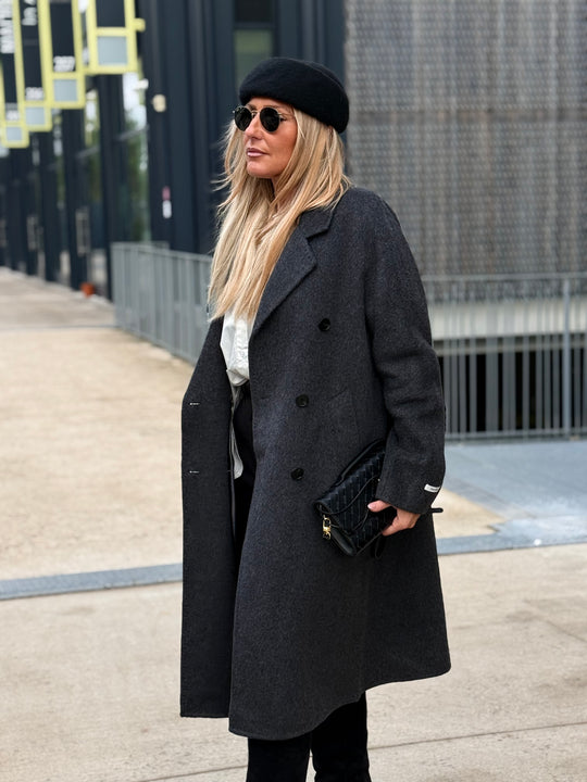 Manteau laine gris sy721