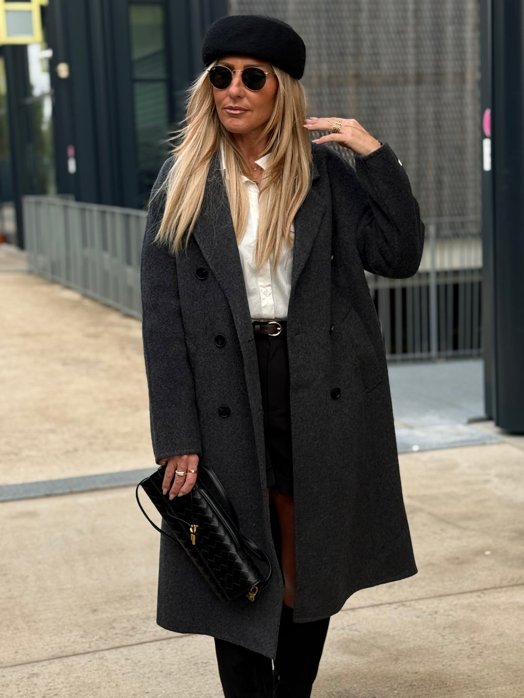 Manteau laine gris sy721