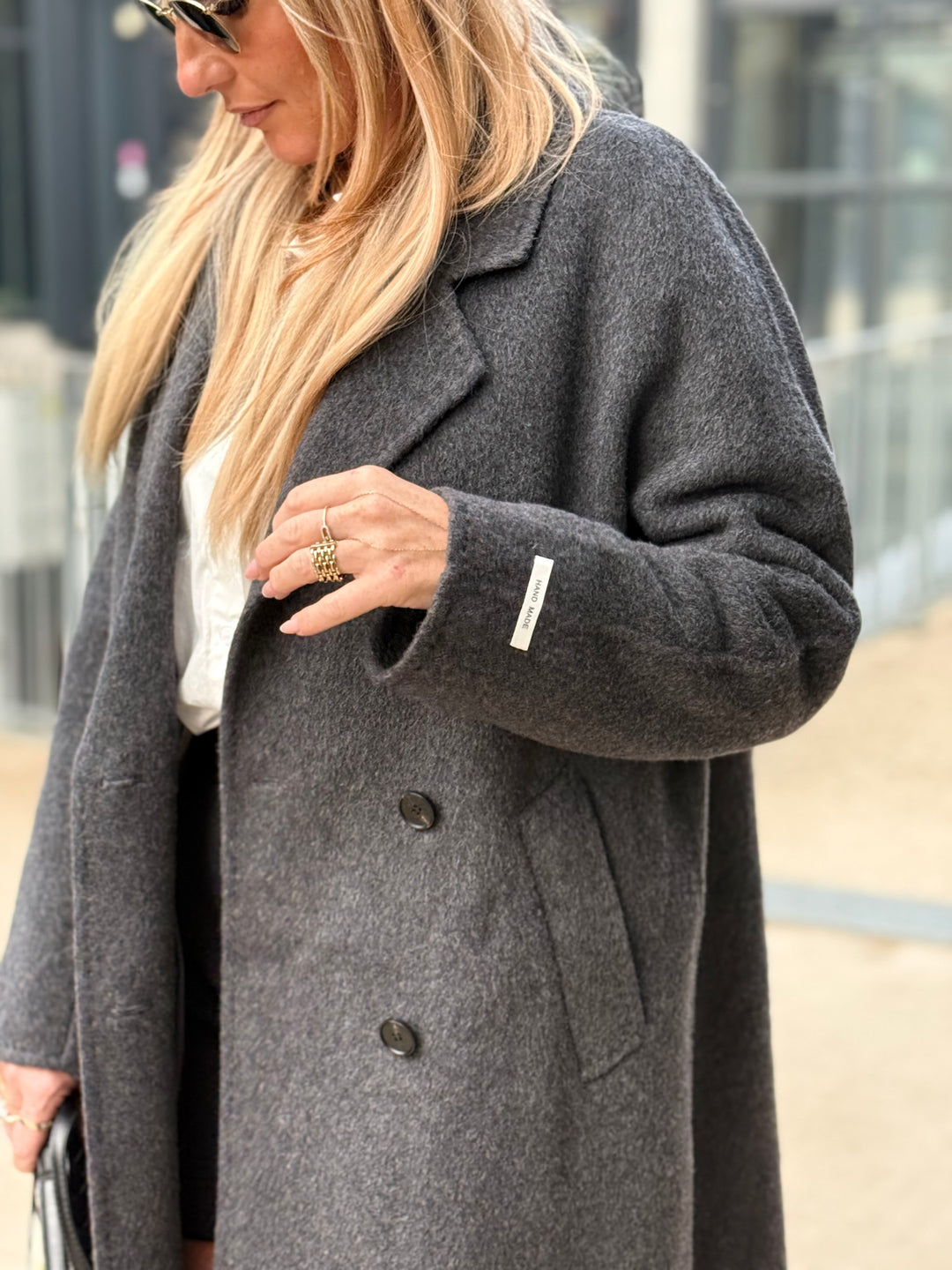Manteau Laine long col Gris 014
