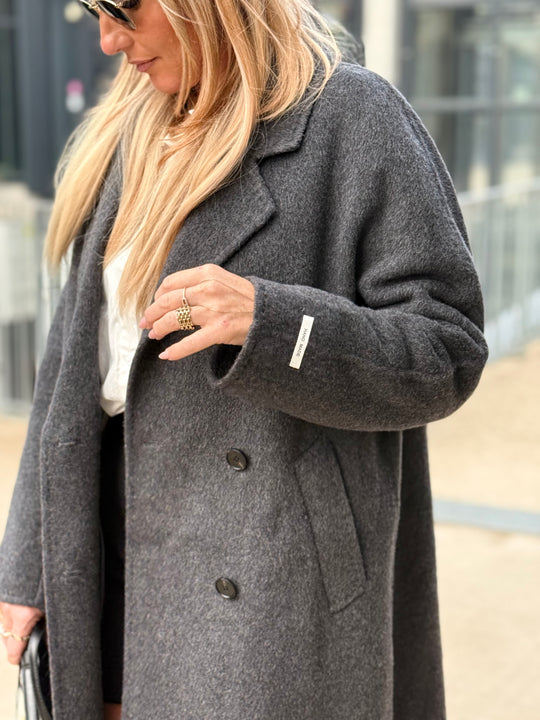 Manteau Laine long col Gris 014