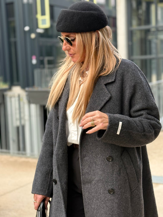 Manteau laine gris sy721