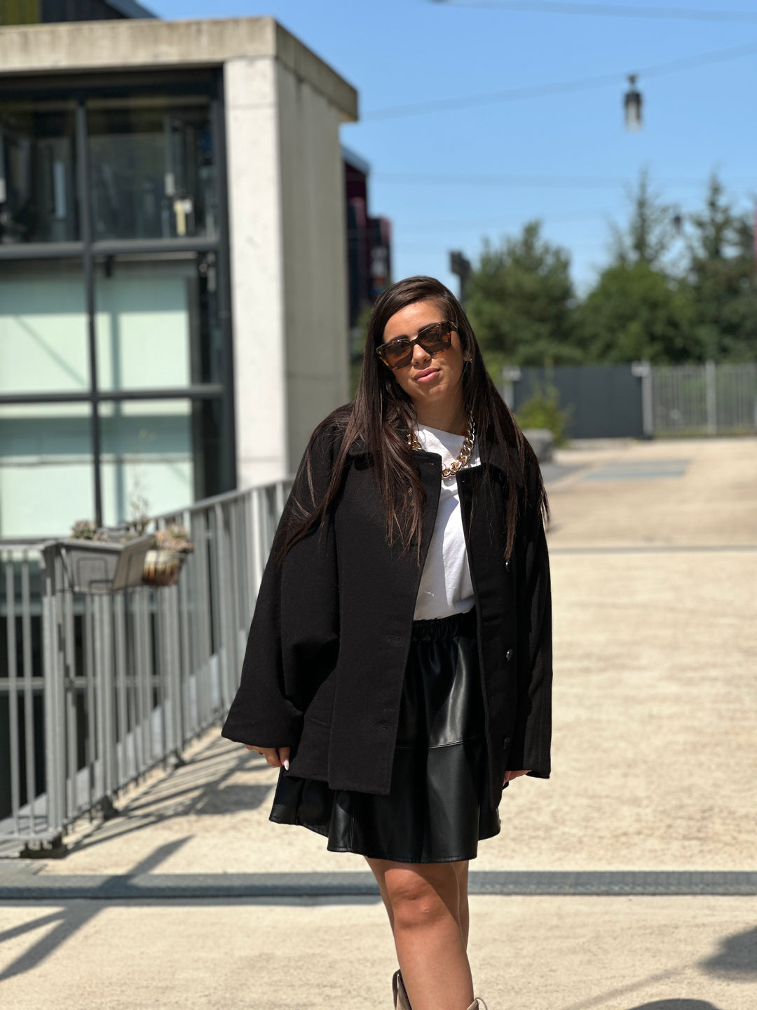 Manteau manches chauve souris noir 2336