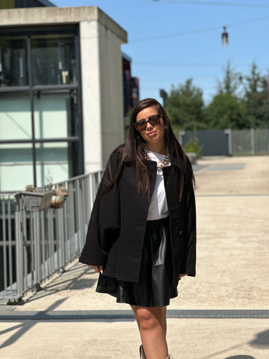Manteau manches chauve souris noir 2336