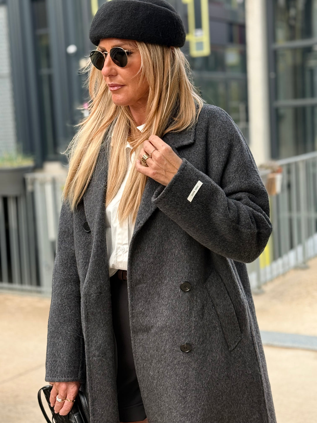Manteau laine gris sy721