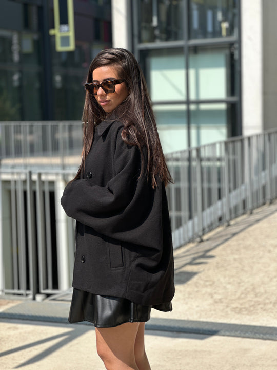 Manteau manches chauve souris noir 2336
