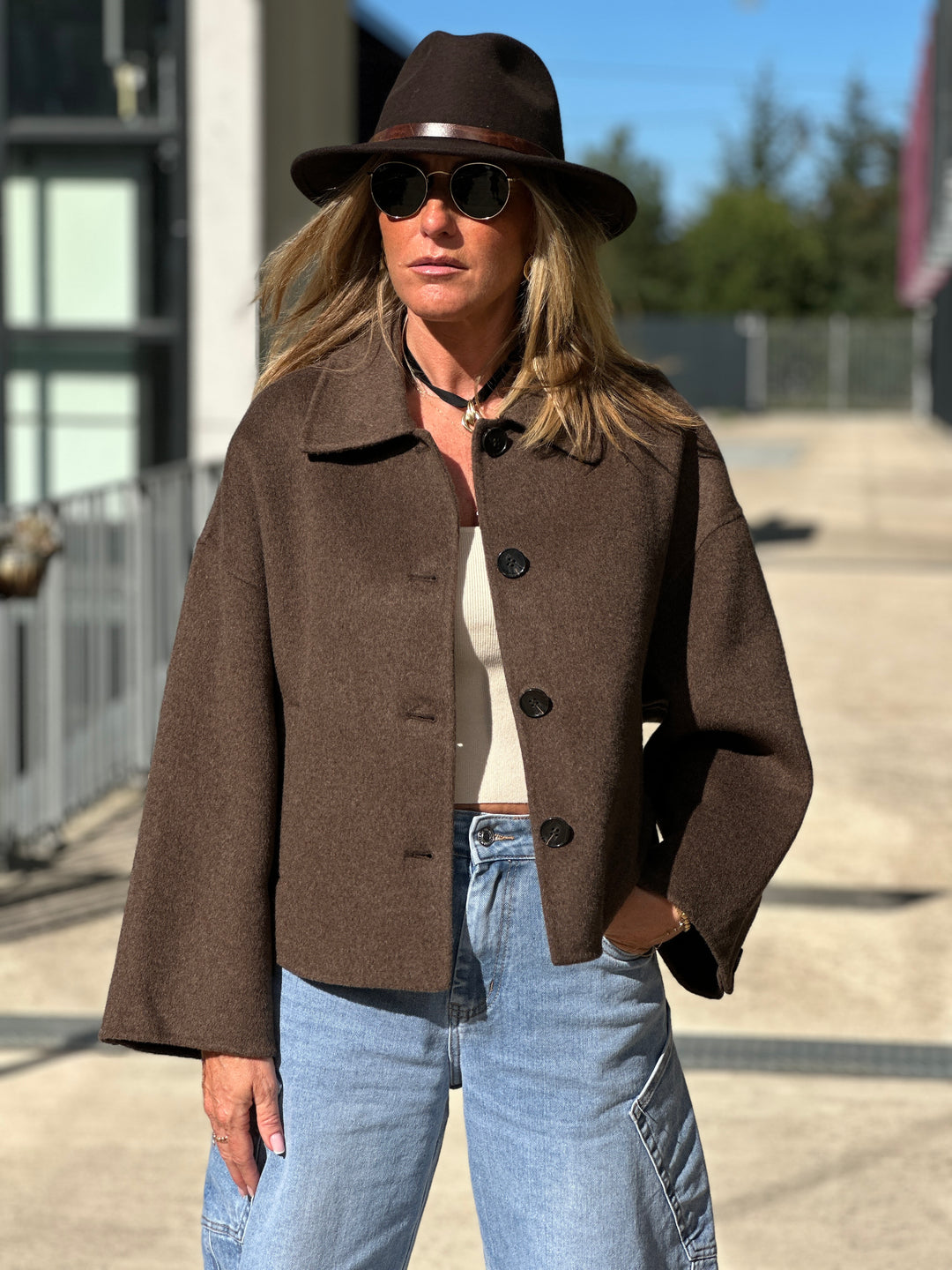 Manteau laine court choco M2433