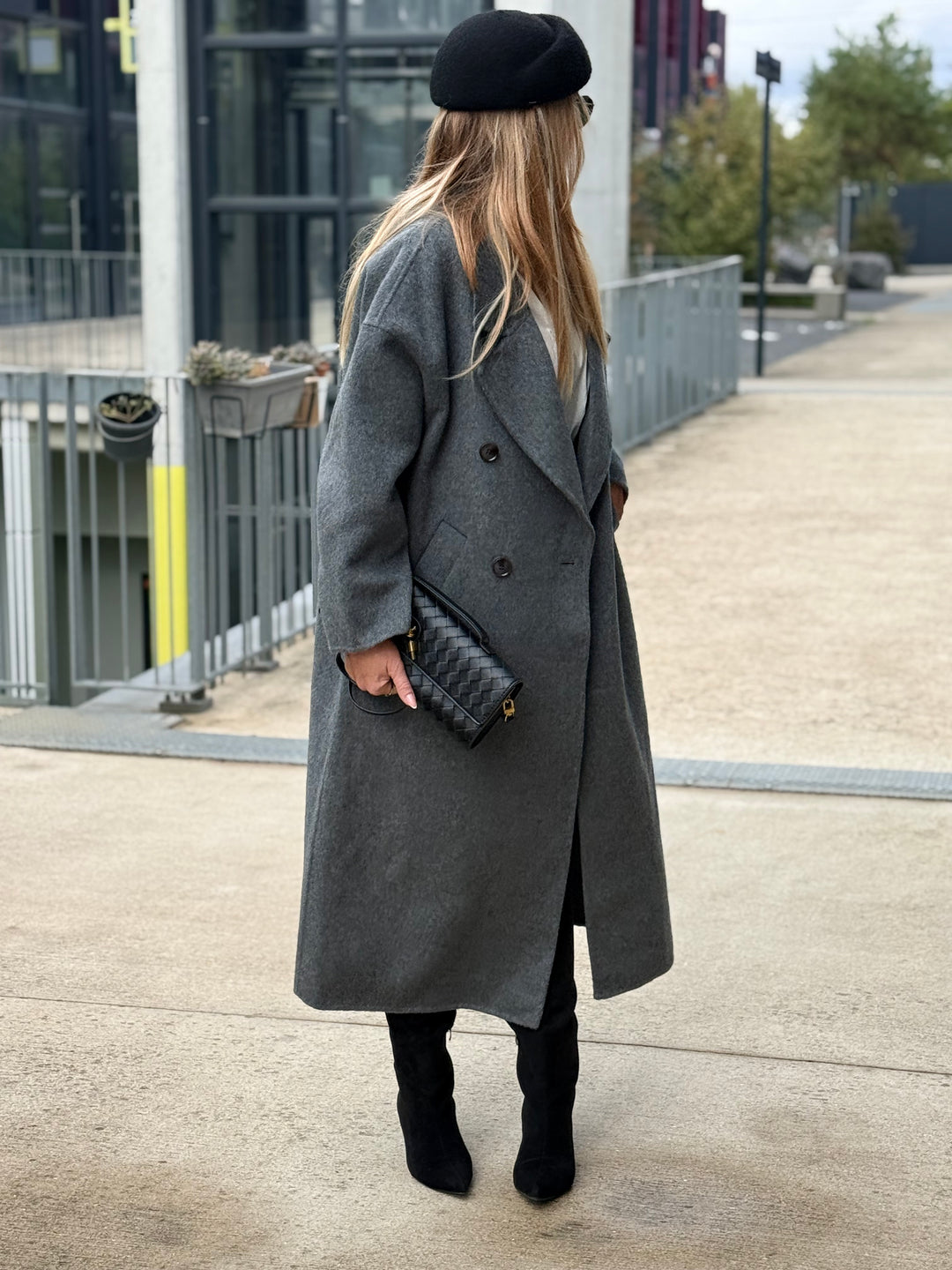 Manteau Laine long col Gris 014