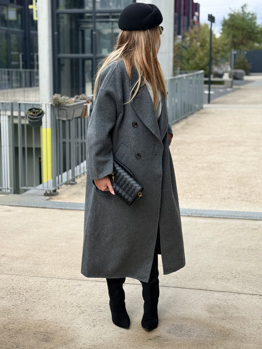Manteau Laine long col Gris 014