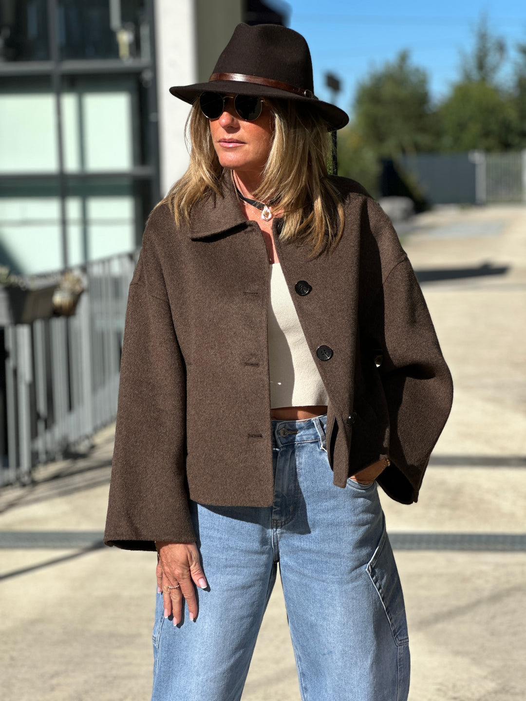 Manteau laine court choco M2433